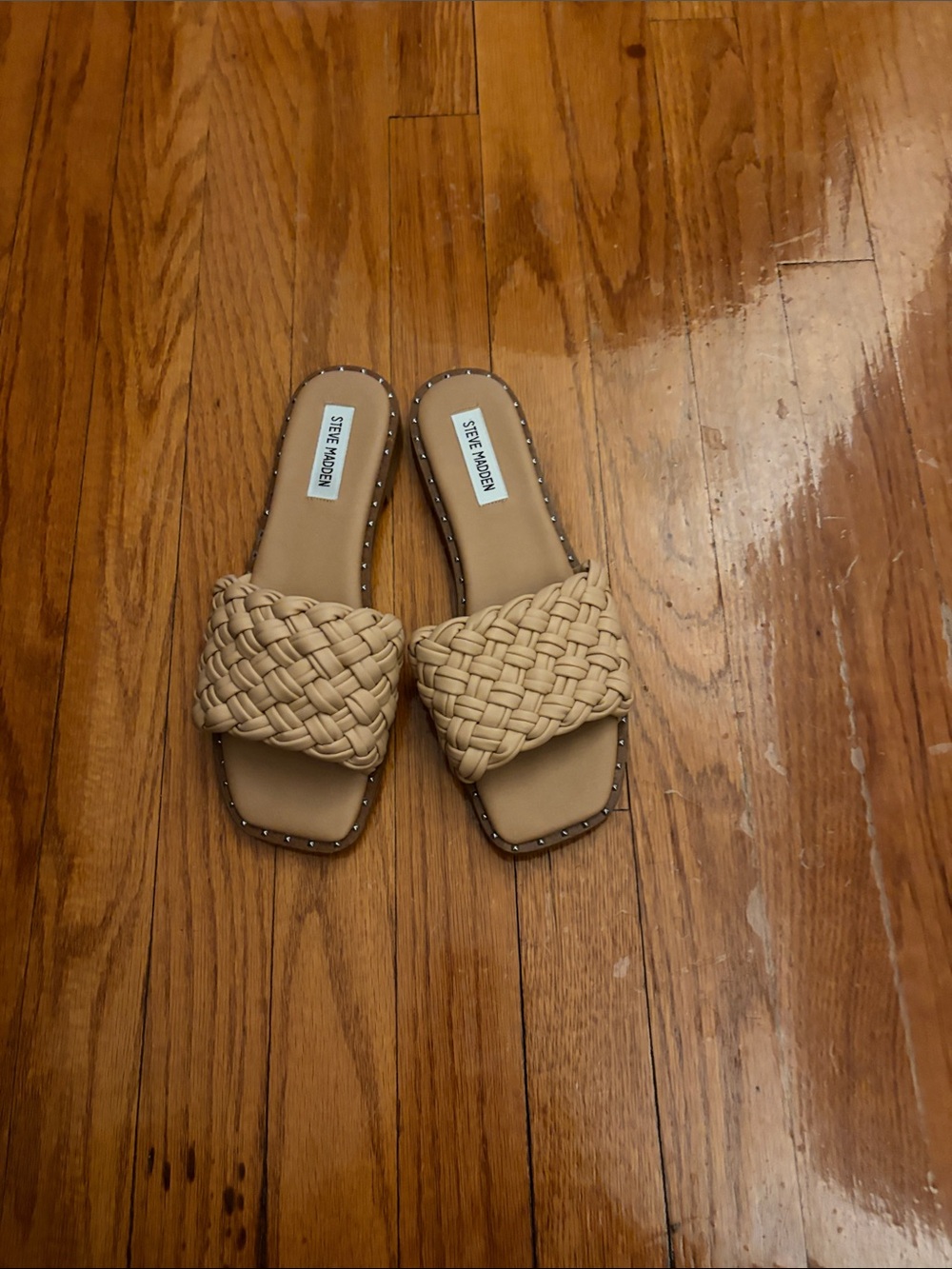 Steve Madden Tan Braided Slide Sandals